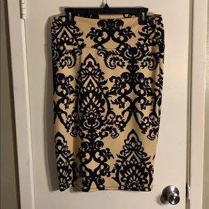 Black and Tan Pencil Skirt